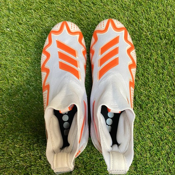 Adidas Freak Ultra 22 Primeknit Laceless Football Cleats 10 White Orange GZ0464 main image 5